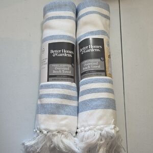 Better Homes And Gardens Striped Beach Towel in Blue and White